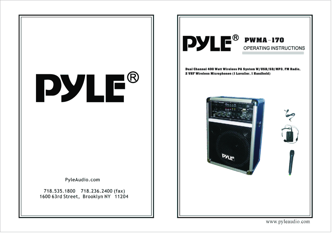 PYLE Audio PWMA-170 manual 