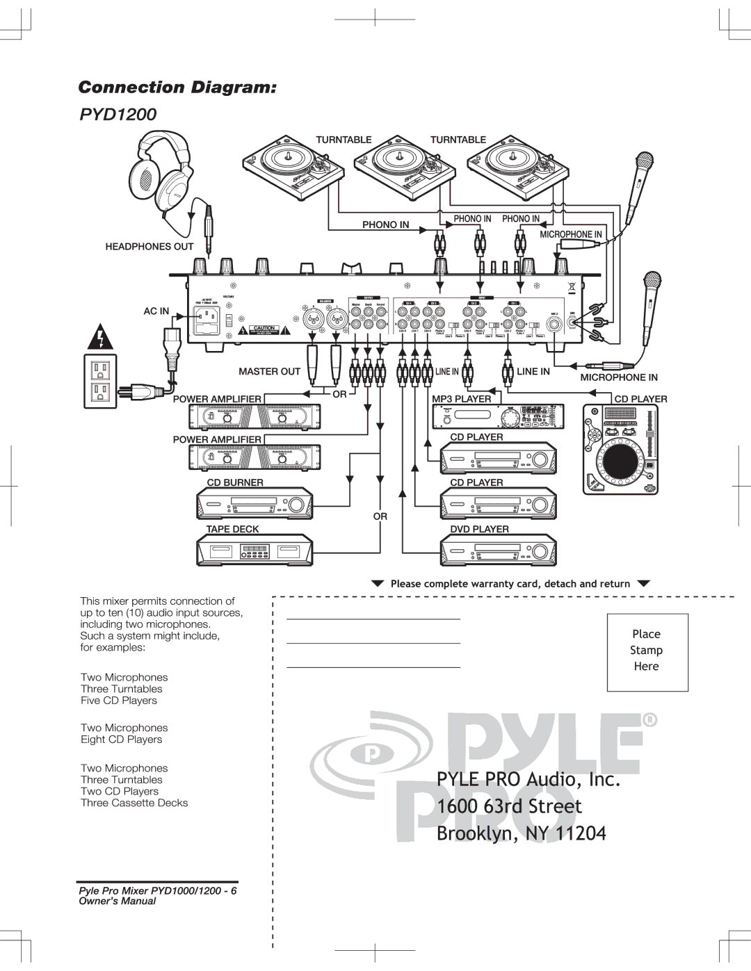 PYLE Audio PYD1000, PYD1200 owner manual 