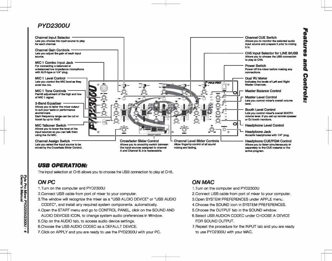 PYLE Audio PYD2300U, PYD2200 manual On MAC On PC, Rii a, ·O·J 