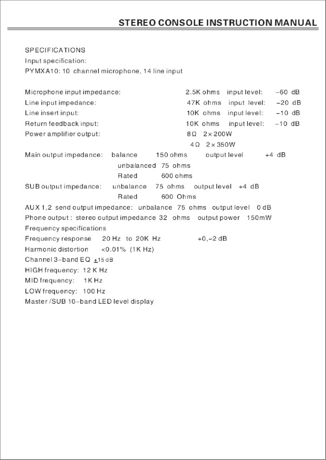 PYLE Audio PYMXA10 manual 