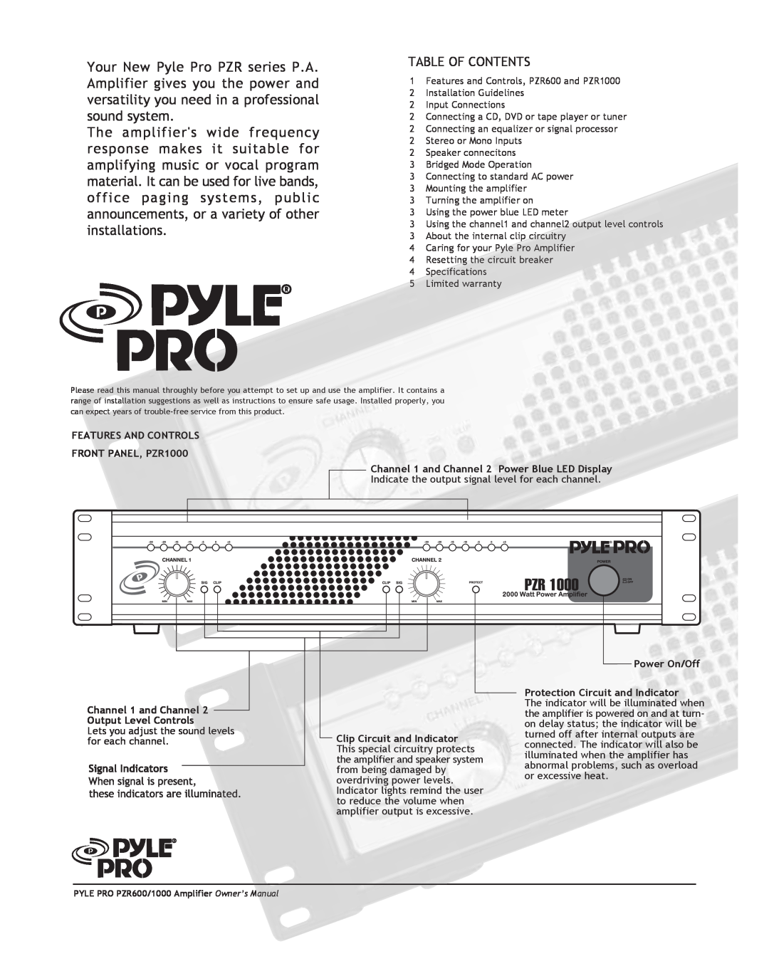 PYLE Audio PZR600, PZR1000 owner manual Your New Pyle Pro PZR series P.A 