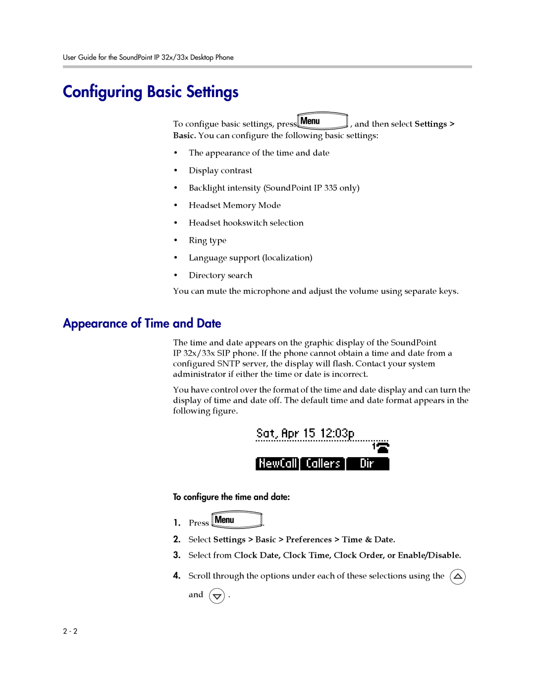 PYLE Audio SIP 3.2.1 manual Configuring Basic Settings, Appearance of Time and Date 