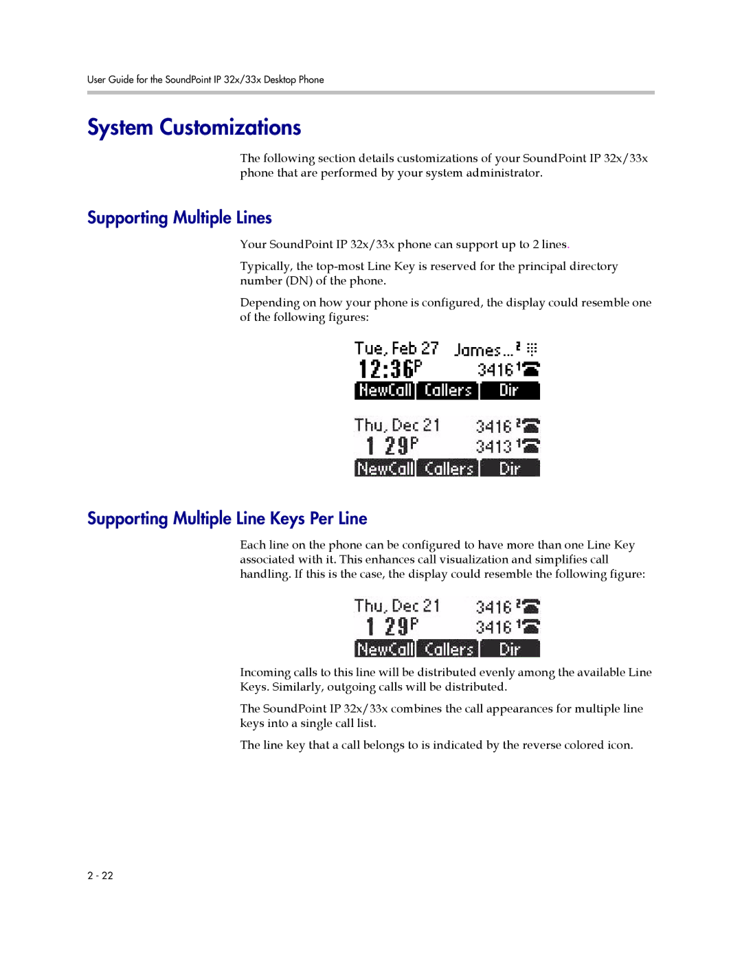 PYLE Audio SIP 3.2.1 manual System Customizations, Supporting Multiple Lines, Supporting Multiple Line Keys Per Line 