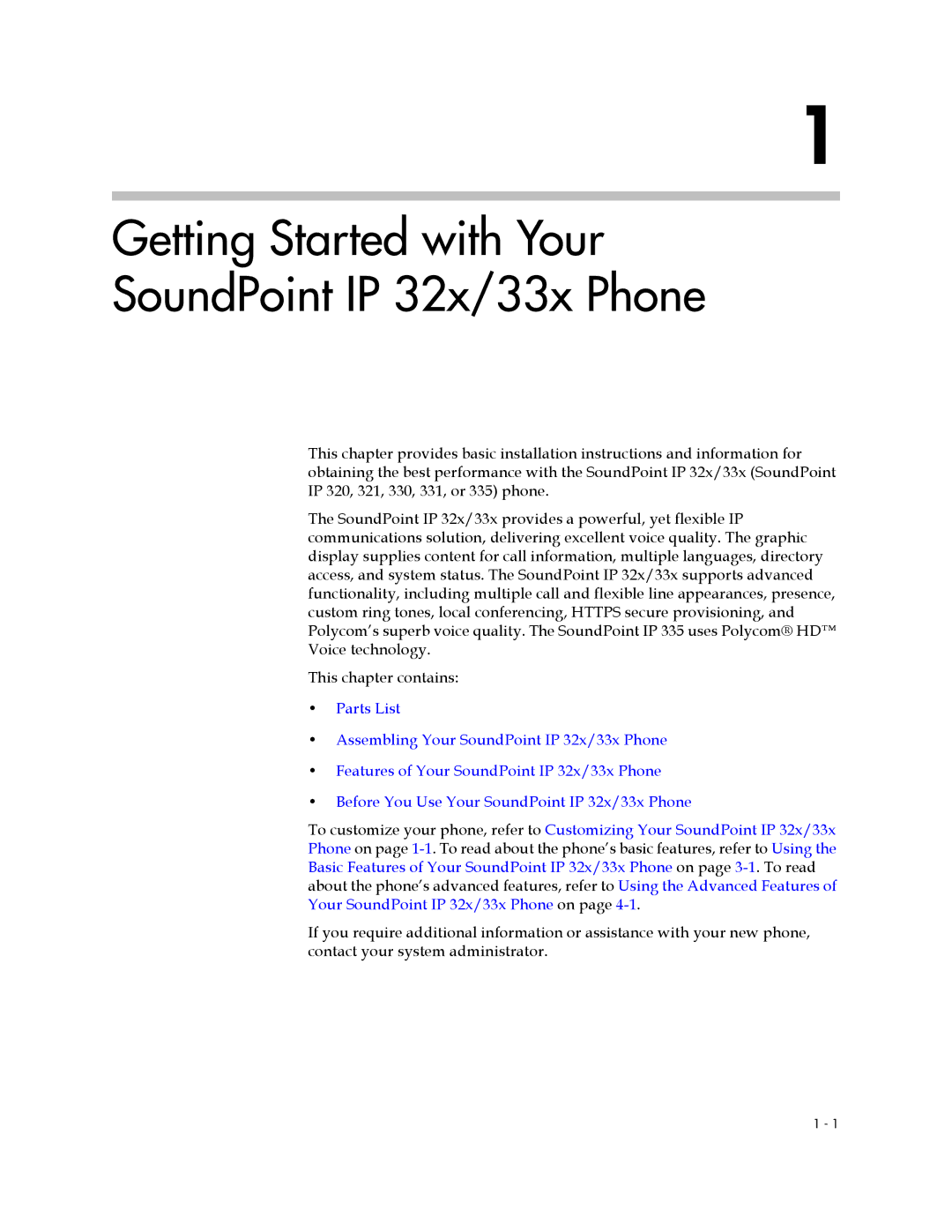 PYLE Audio SIP 3.2.1 manual Getting Started with Your SoundPoint IP 32x/33x Phone 