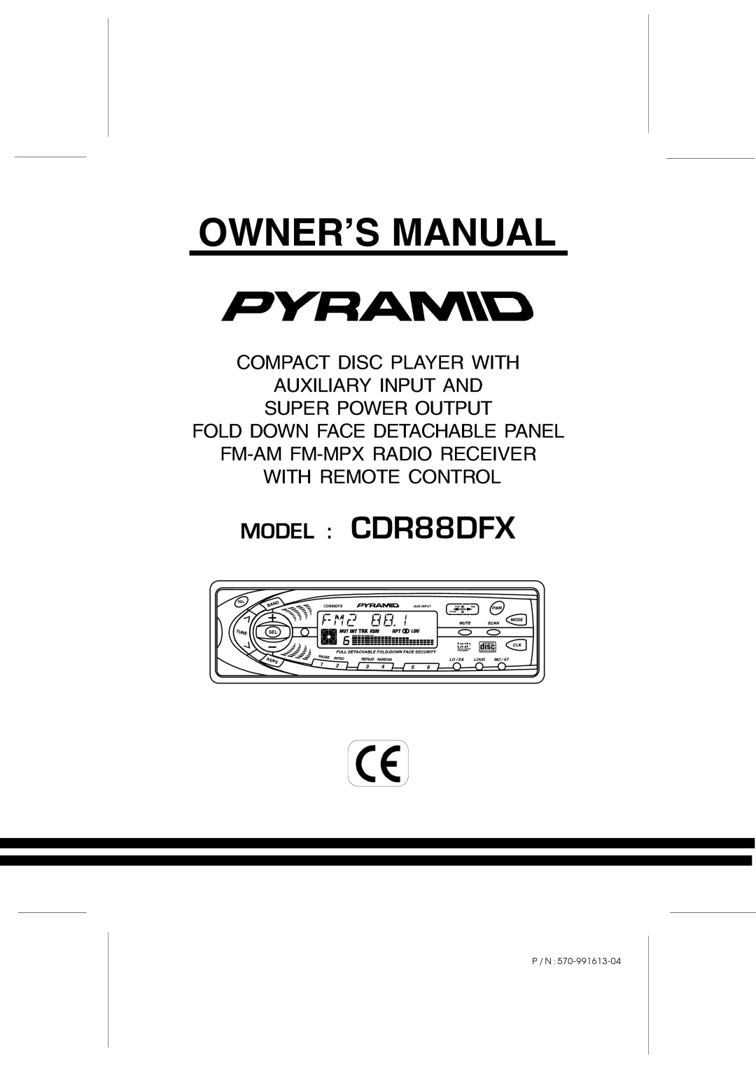 Pyramid Car Audio owner manual Model CDR88DFX 