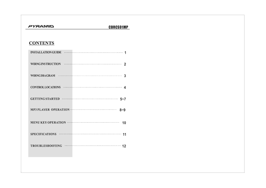 Pyramid Car Audio CDRCS91MP manual 