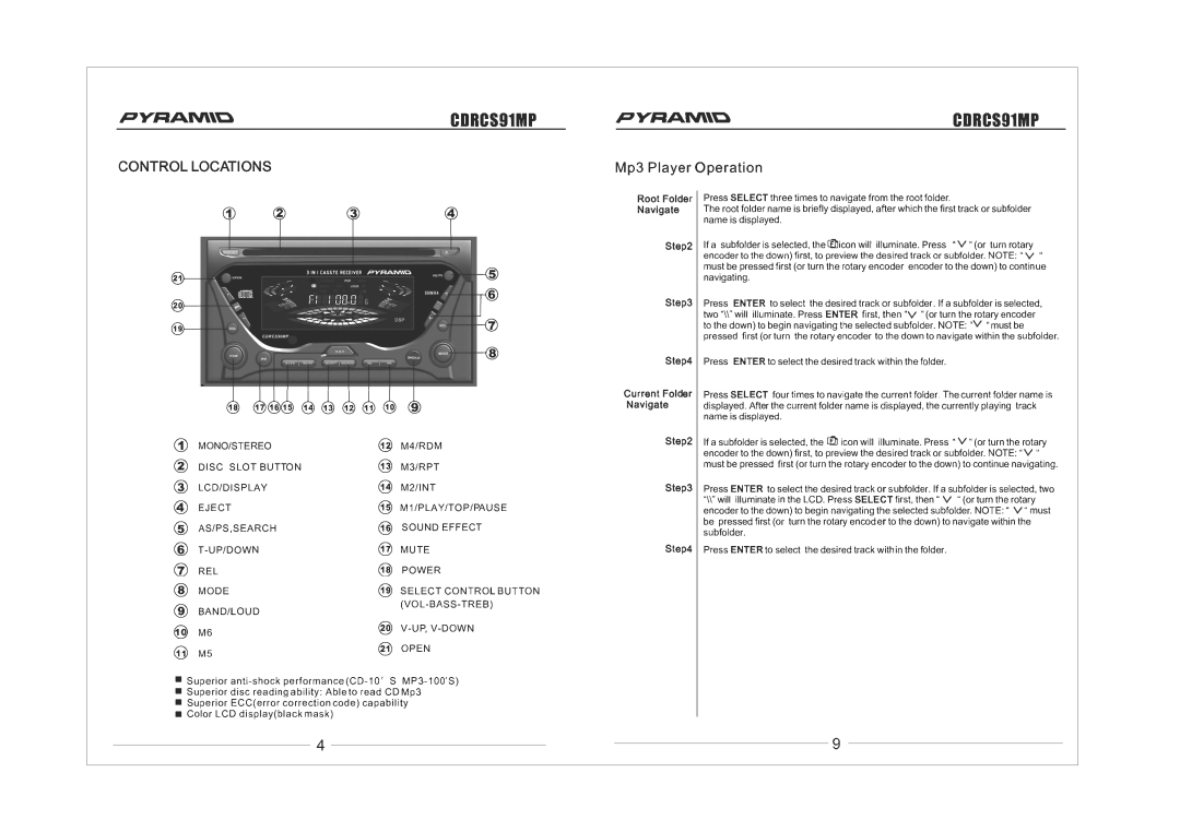 Pyramid Car Audio CDRCS91MP manual 