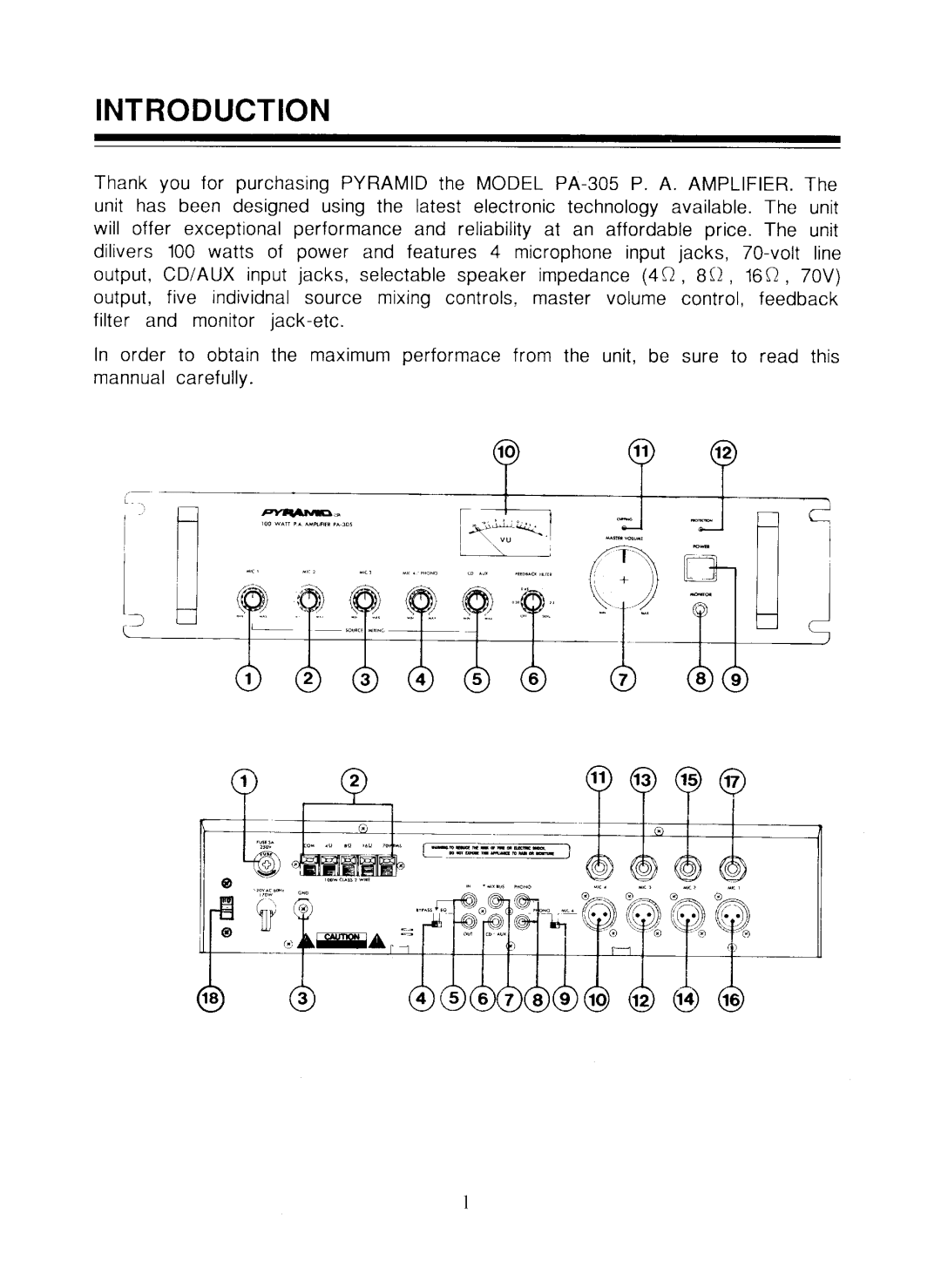 Pyramid Car Audio PA-305 manual 