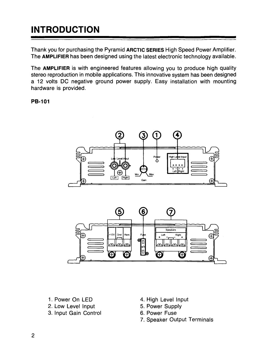 Pyramid Car Audio PB-301, PB-601, PB-101, PB-251 manual 