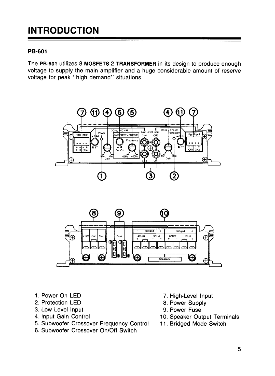 Pyramid Car Audio PB-101, PB-601, PB-301, PB-251 manual 