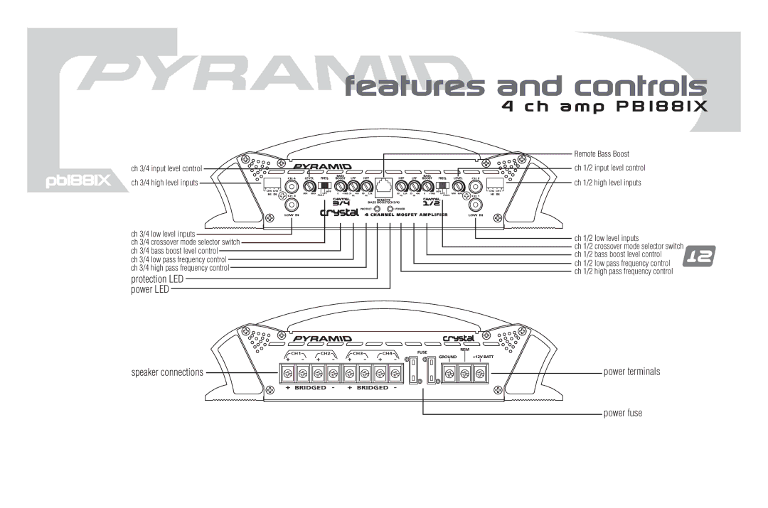 Pyramid Car Audio PB881X, PB681X, PB781X, PB1881X, PB481X, PB1281X manual H a m p P B 1 8 8 1 