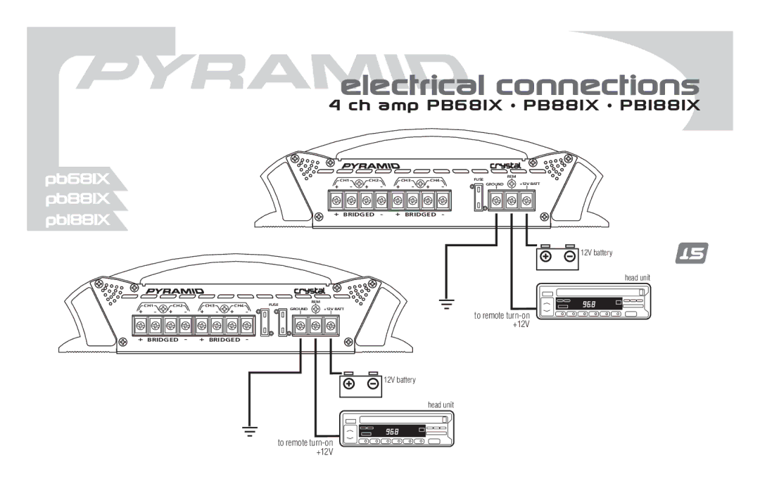 Pyramid Car Audio PB481X, PB681X, PB881X, PB781X, PB1881X, PB1281X manual Pb681X Pb881X Pb1881X 