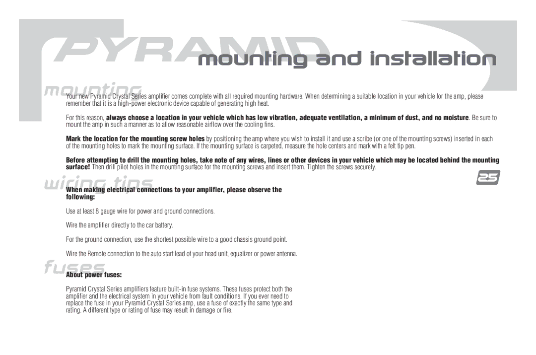 Pyramid Car Audio PB781X, PB681X, PB881X, PB1881X, PB481X, PB1281X manual Mounting and installation 