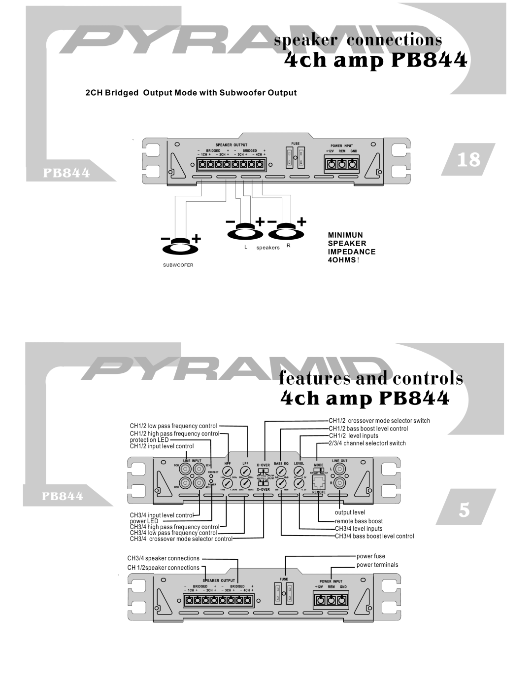 Pyramid Car Audio PB744, PB1644 warranty 4ch amp PB844 