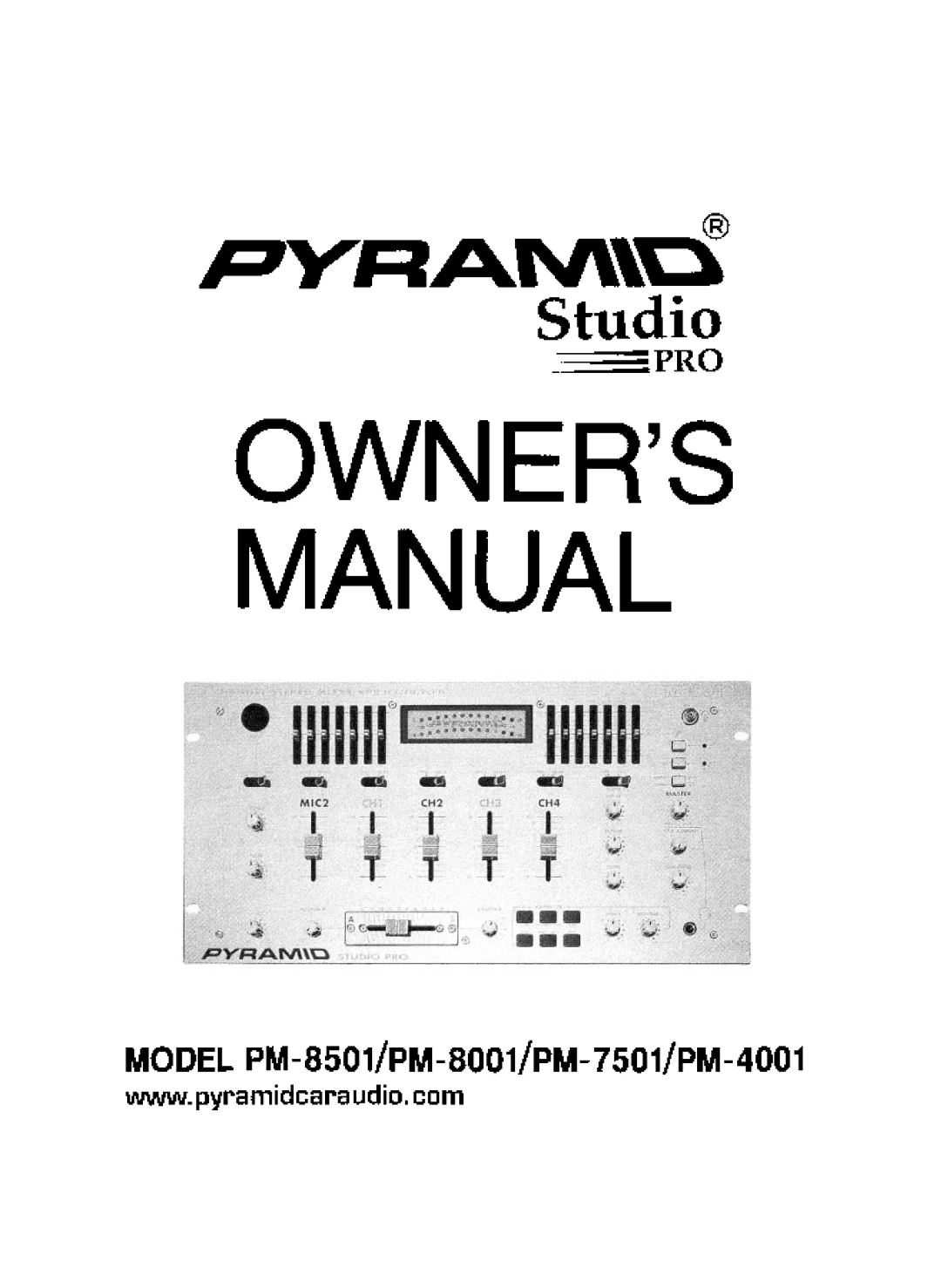 Pyramid Car Audio PM-8001, PM-7501, PM-8501, PM-4001 manual 