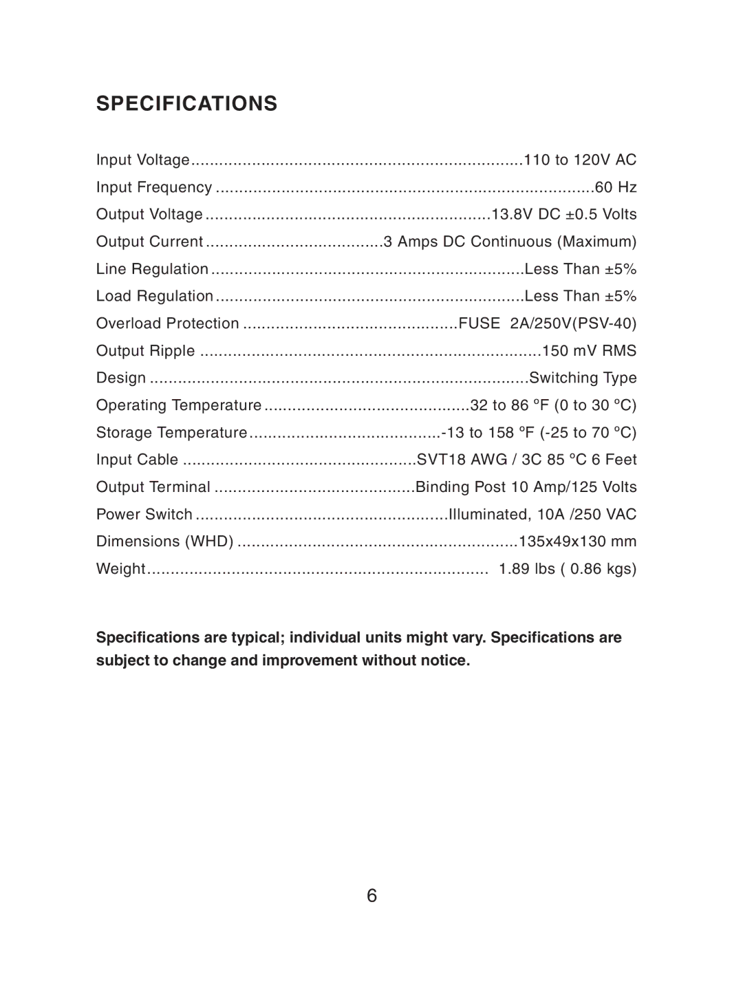 Pyramid Car Audio PSV-40 owner manual Specifications 