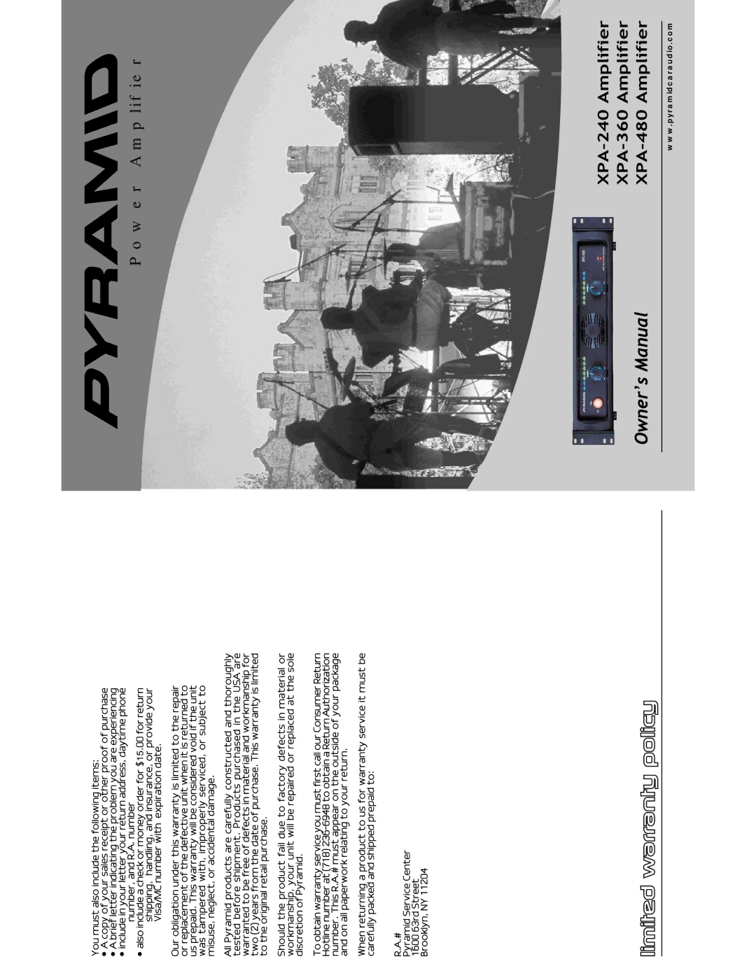 Pyramid Car Audio manual XPA-240 Amplifier XPA-360 Amplifier XPA-480 Amplifier 