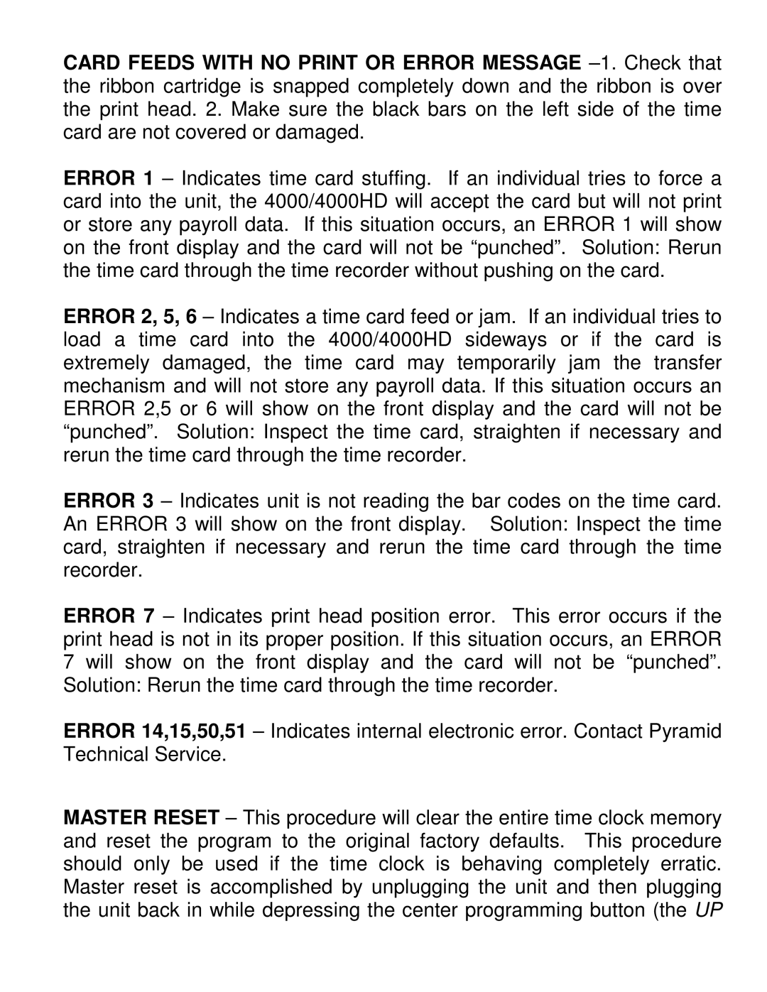 Pyramid Technologies 4000HD manual 