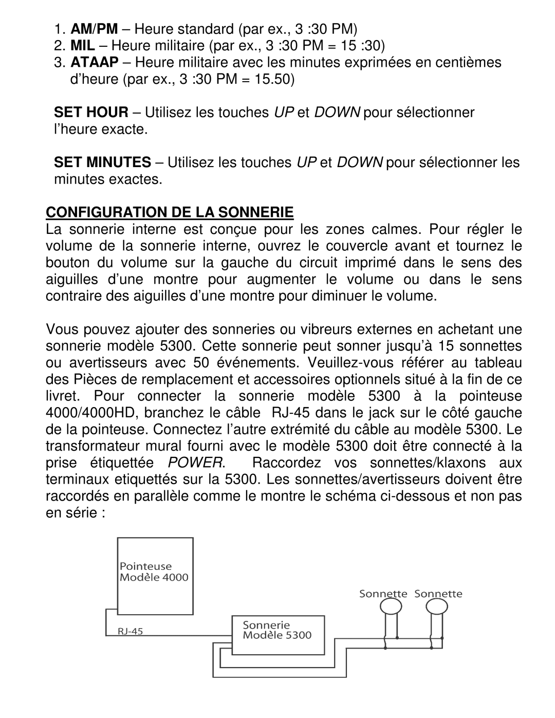 Pyramid Technologies 4000HD manual Configuration DE LA Sonnerie 