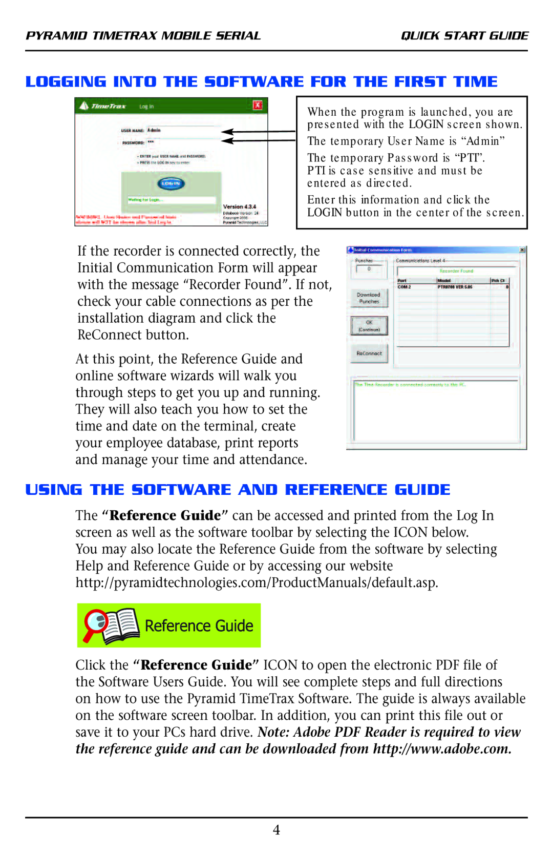 Pyramid Technologies Mobile quick start Using the Software and Reference Guide 