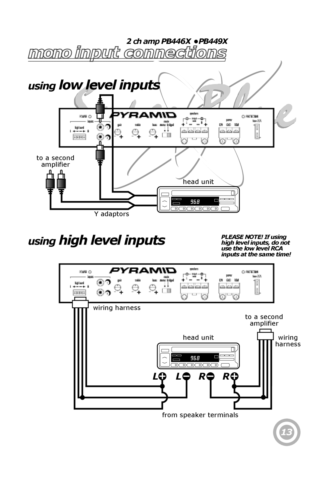 Pyramid Technologies PB444X, PB446X, PB449X, PB448X owner manual Using high level inputs 