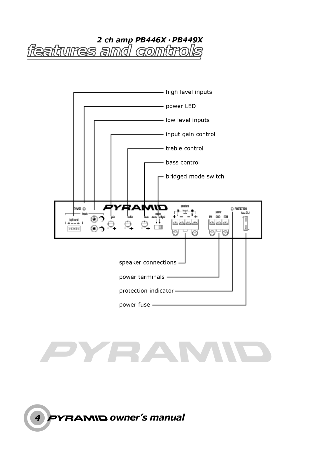 Pyramid Technologies PB448X, PB444X owner manual Ch amp PB446X PB449X 