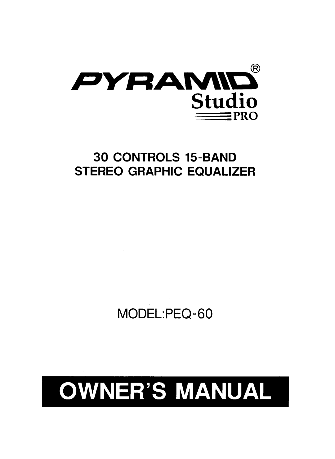 Pyramid Technologies PEQ-60 manual 