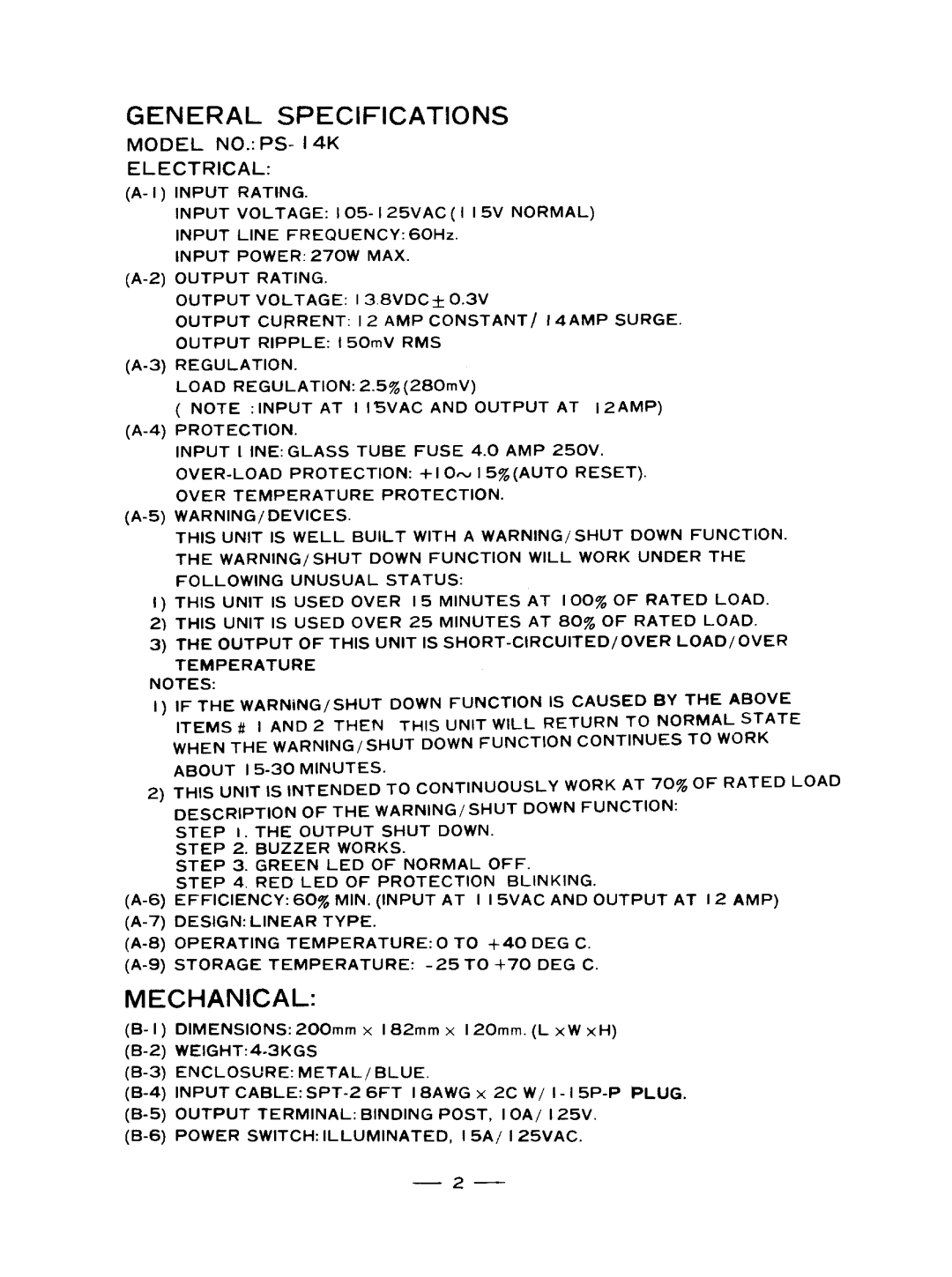 Pyramid Technologies PS-14K manual 