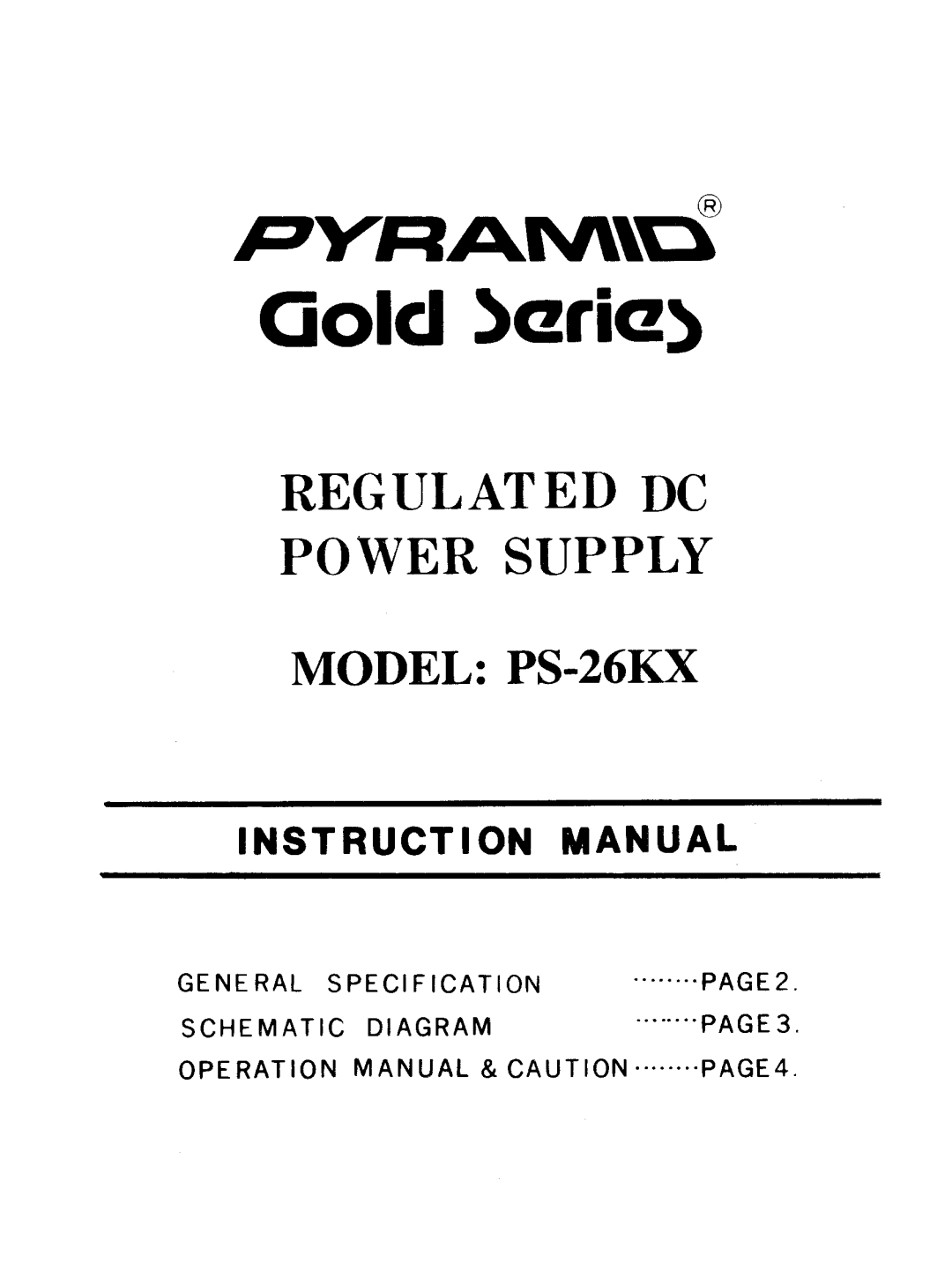 Pyramid Technologies PS-26KX manual 