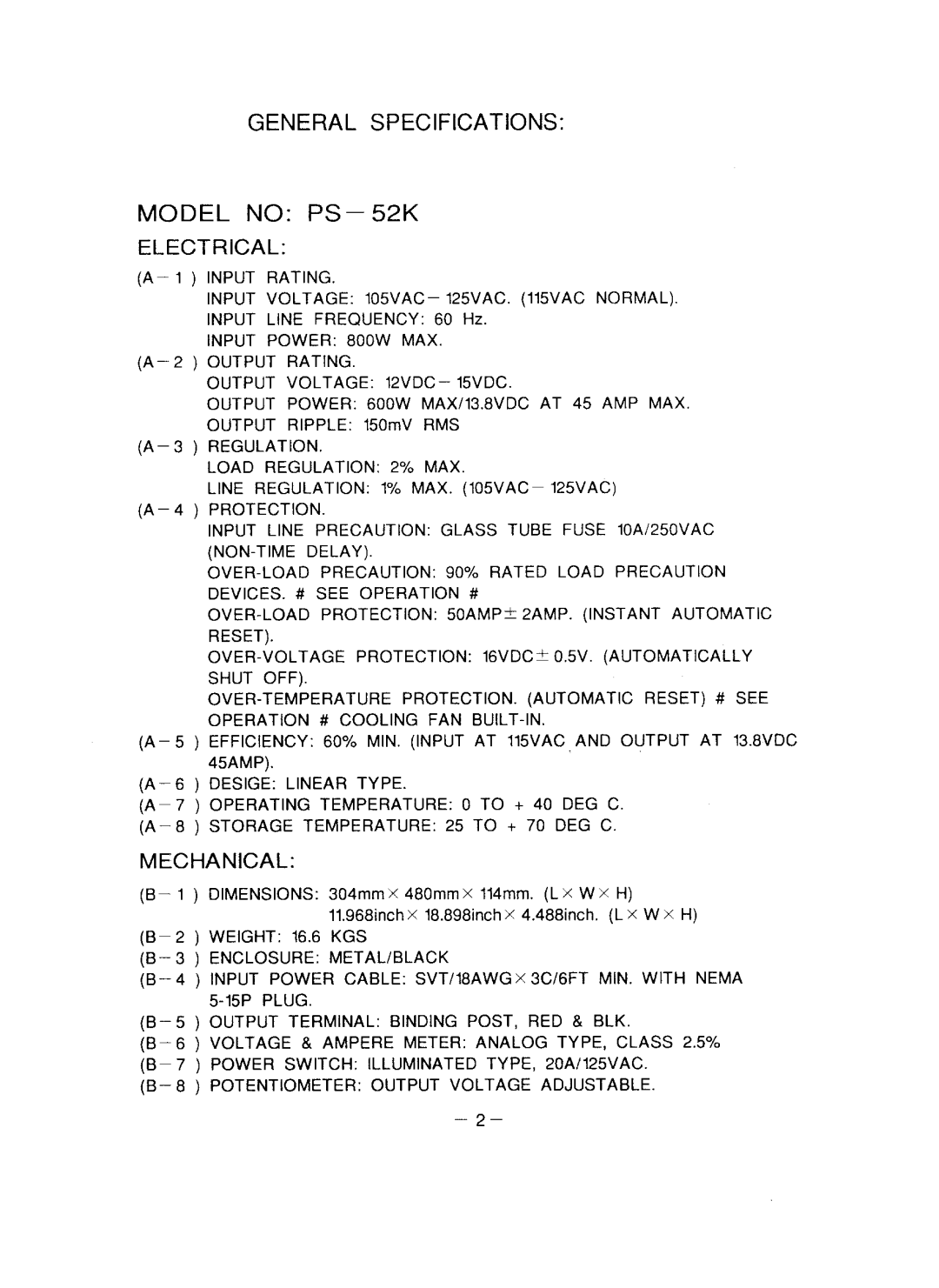 Pyramid Technologies PS-52K manual 