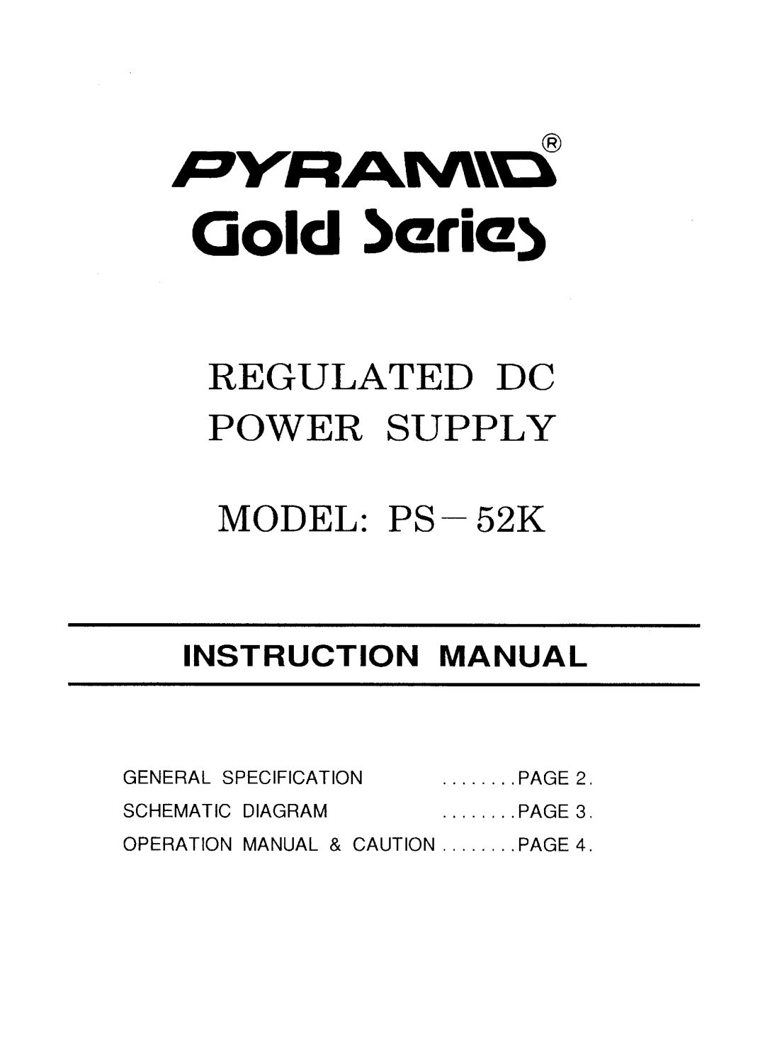 Pyramid Technologies PS-52K manual 