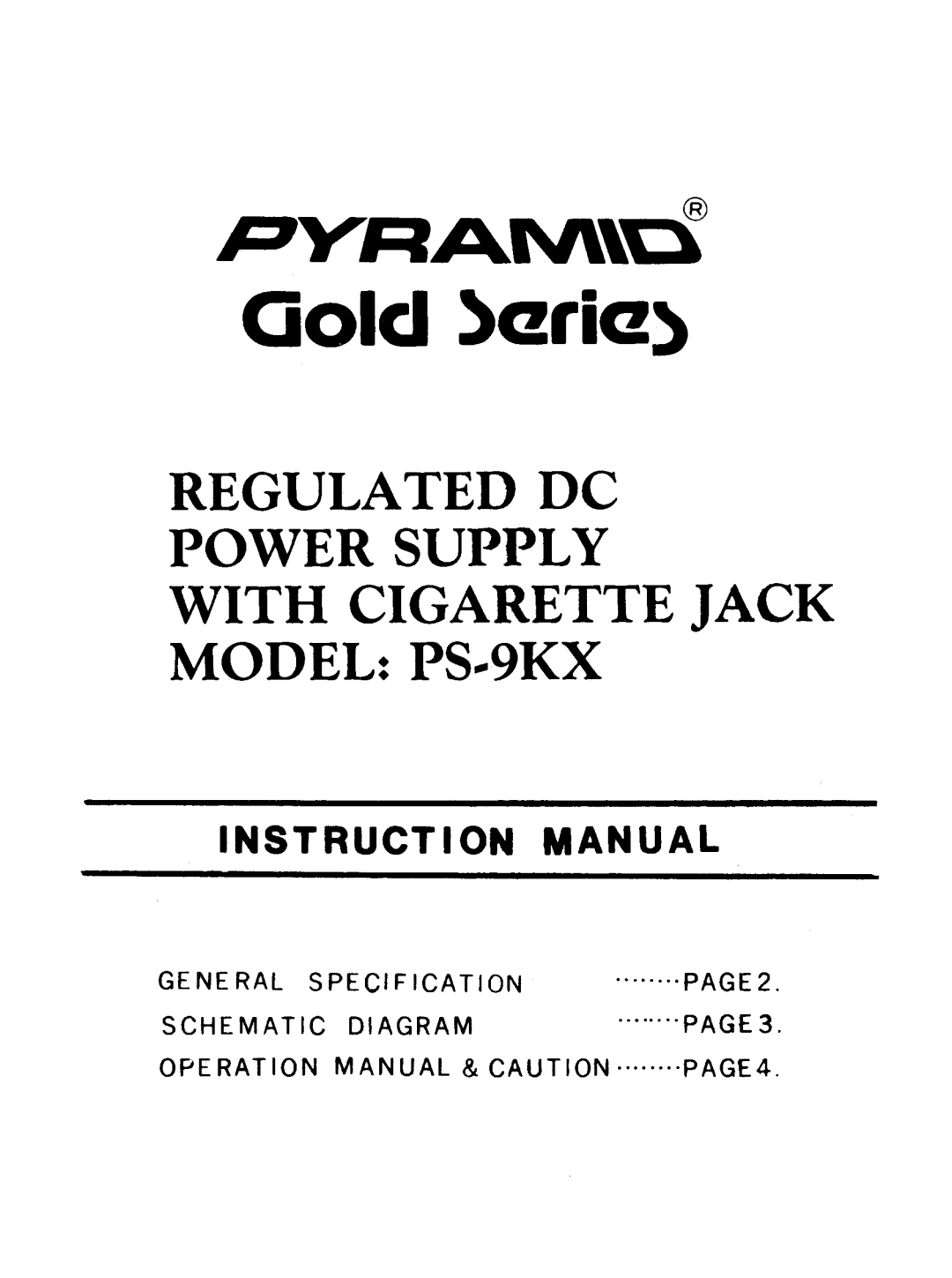 Pyramid Technologies PS-9KX manual 