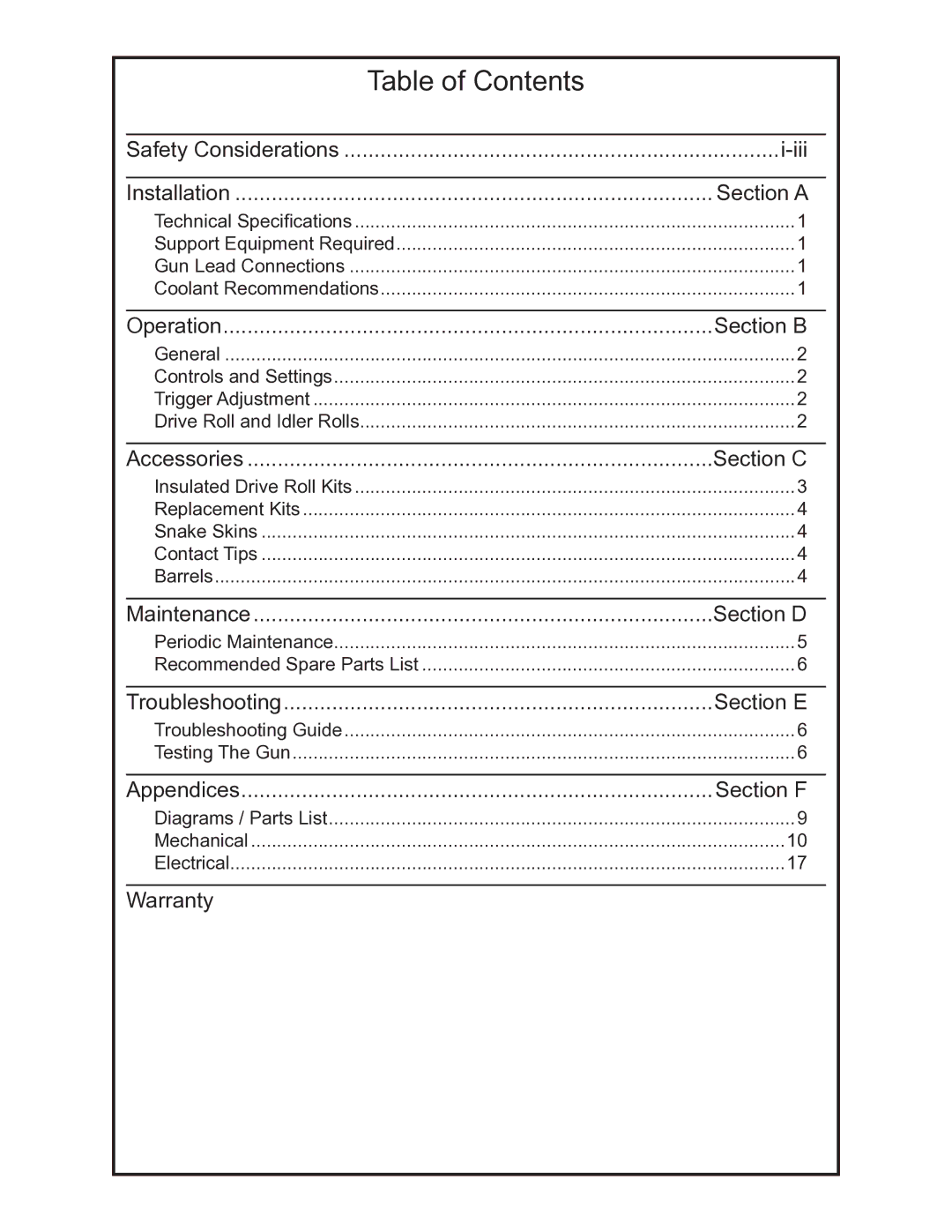 Python 091-0593 owner manual Table of Contents 