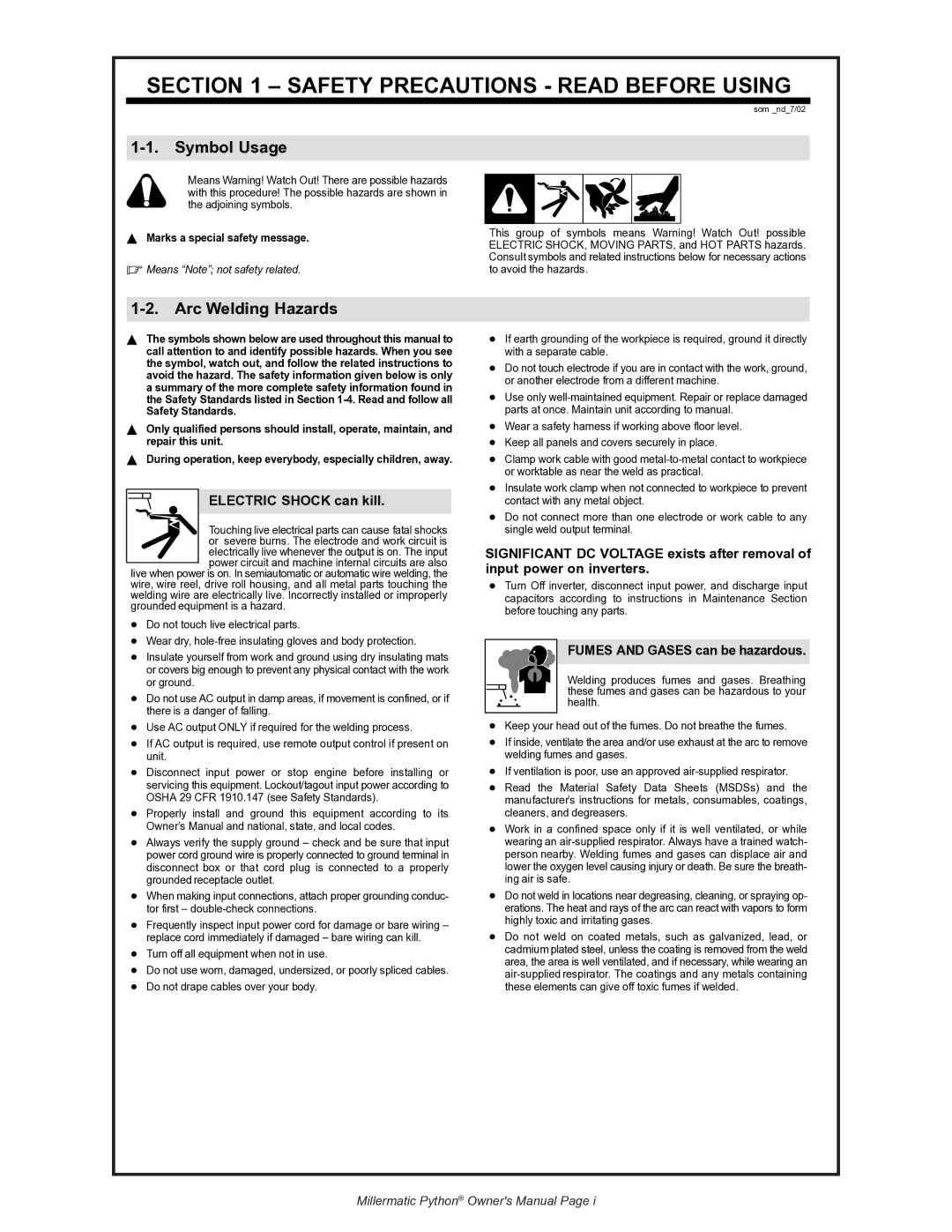 Python 091-0593 owner manual SAfETY Precautions Read BEfORE Using, Symbol Usage 