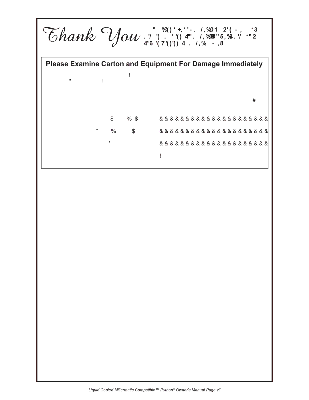 Python 248-8XX owner manual Please Examine Carton and Equipment For Damage Immediately 