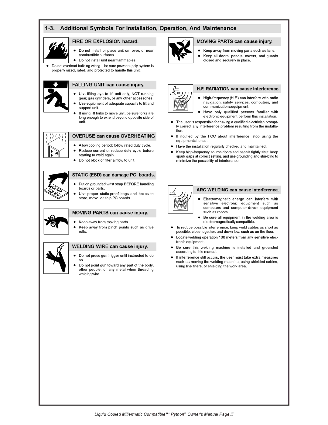 Python 248-8XX owner manual FIRE or Explosion hazard 