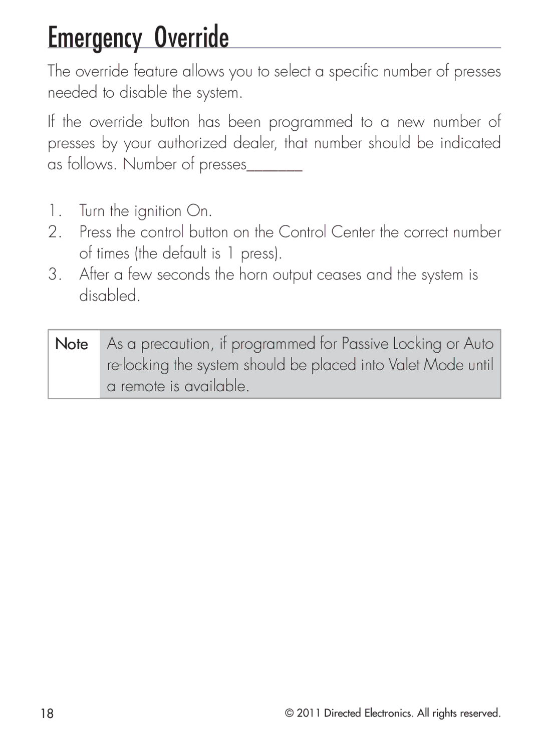 Python 424 manual Emergency Override 