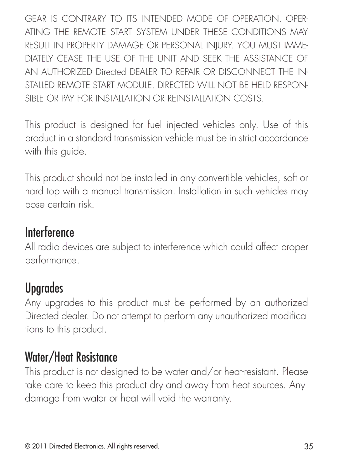 Python 424 manual Interference, Upgrades, Water/Heat Resistance 