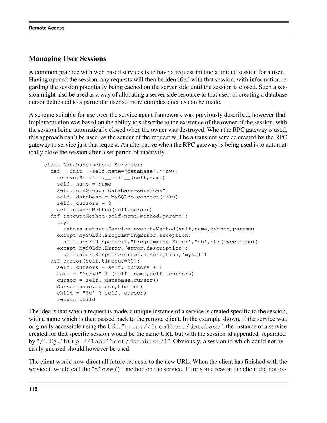 Python Python Manual, 7.0pl5 manual Managing User Sessions 