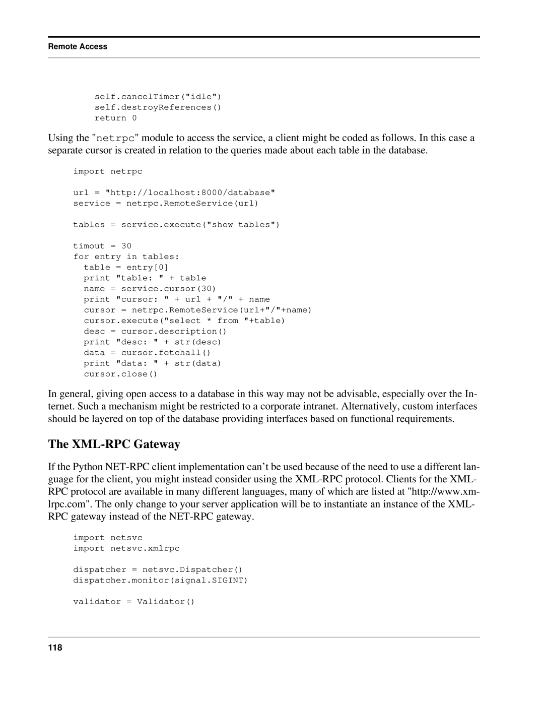 Python Python Manual, 7.0pl5 manual XML-RPC Gateway, 118 