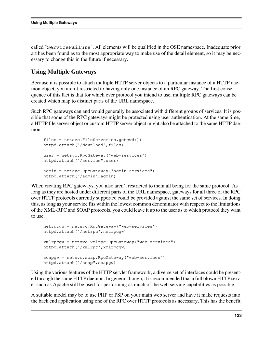 Python 7.0pl5, Python Manual manual Using Multiple Gateways 