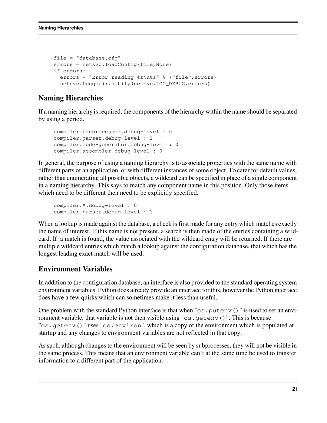 Python 7.0pl5, Python Manual manual Naming Hierarchies, Environment Variables 