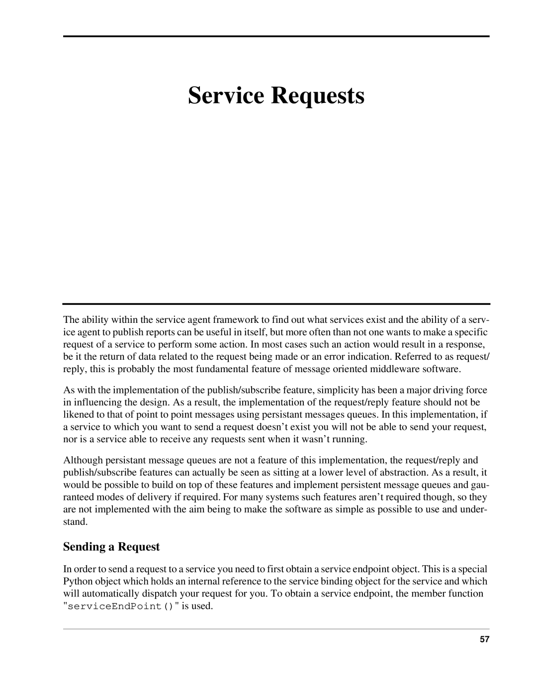 Python 7.0pl5, Python Manual manual Service Requests, Sending a Request 