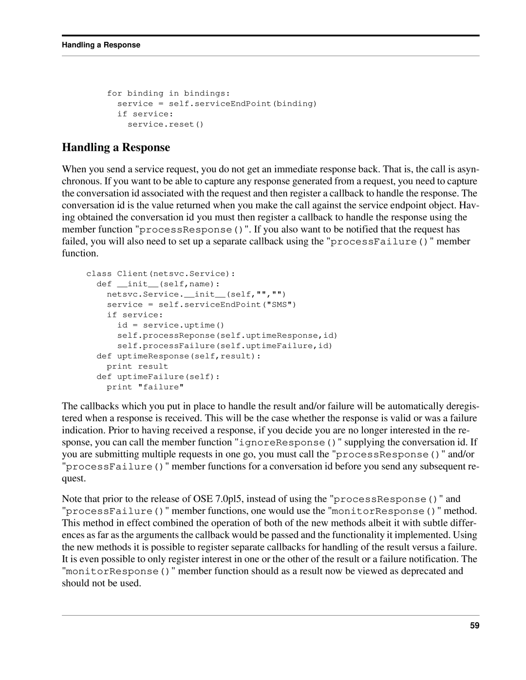 Python 7.0pl5, Python Manual manual Handling a Response 