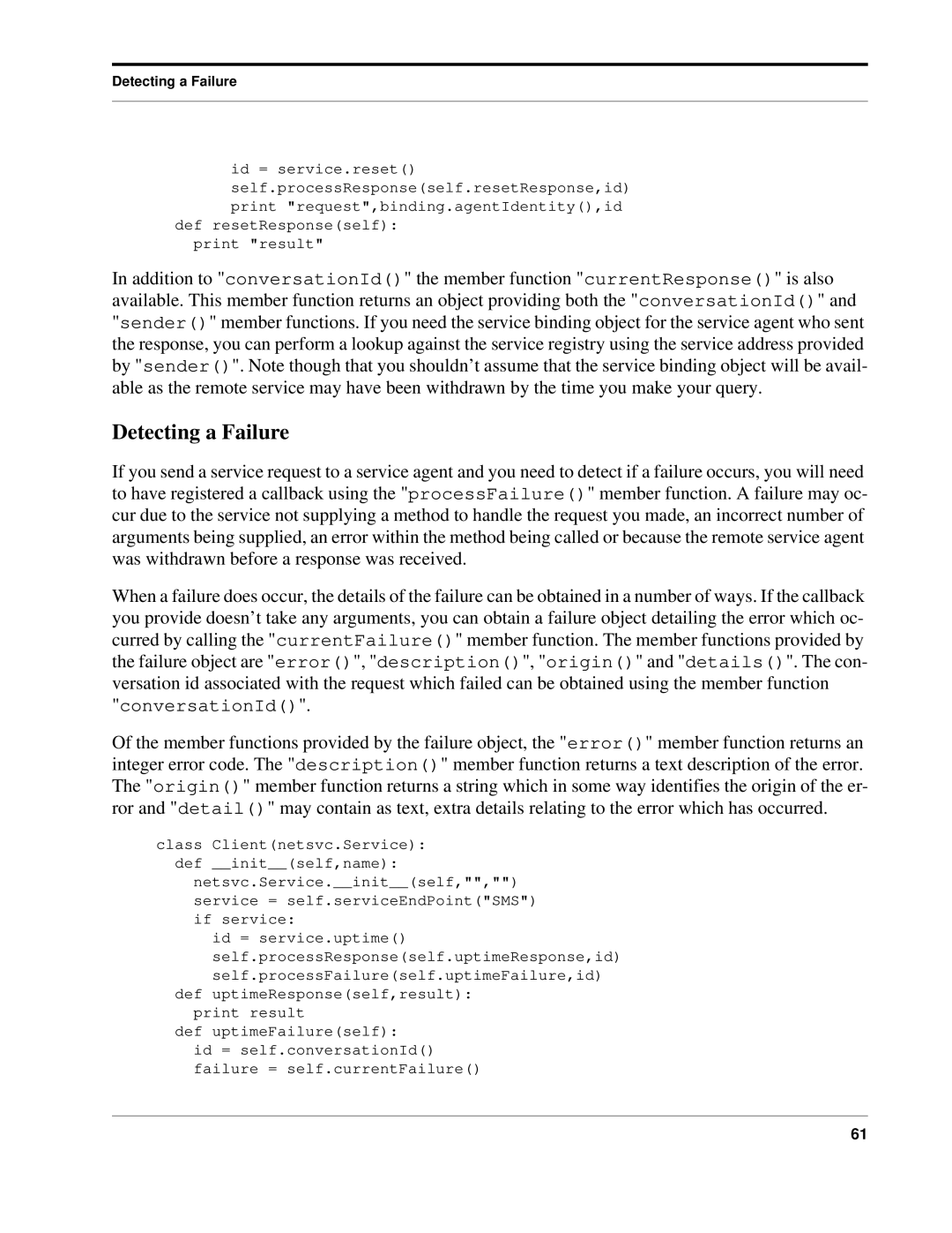 Python 7.0pl5, Python Manual manual Detecting a Failure 