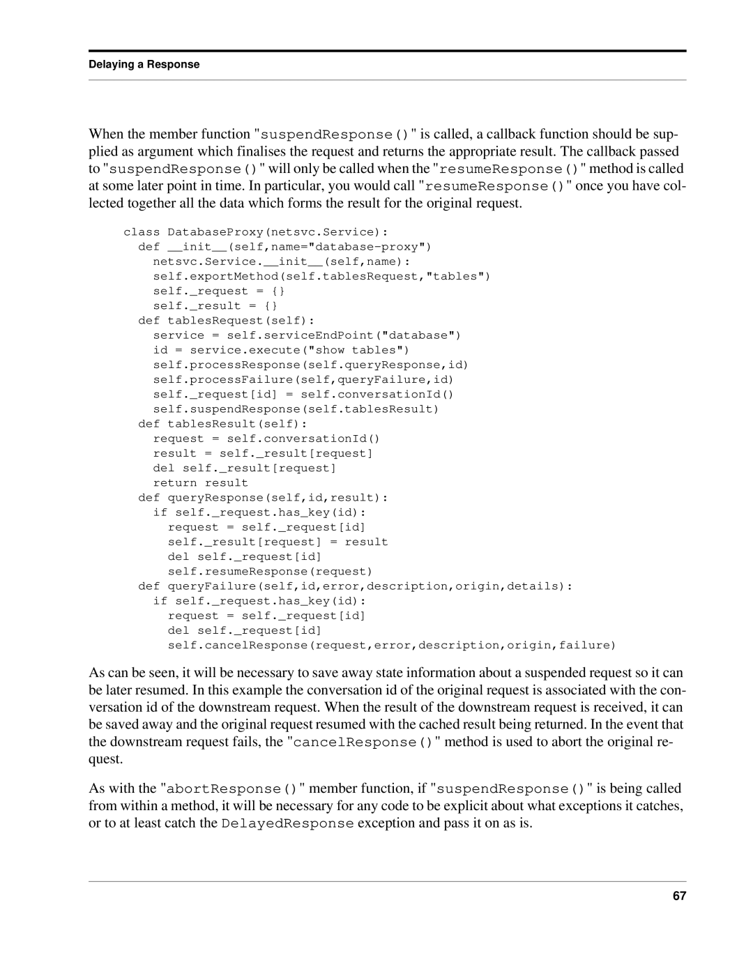 Python 7.0pl5, Python Manual manual Delaying a Response 