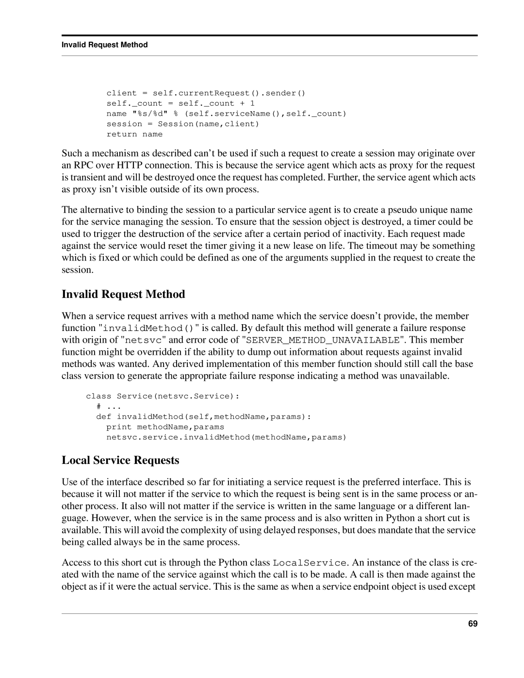 Python 7.0pl5, Python Manual manual Invalid Request Method, Local Service Requests 
