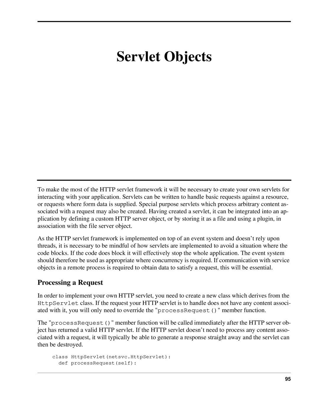 Python 7.0pl5, Python Manual manual Servlet Objects, Processing a Request 