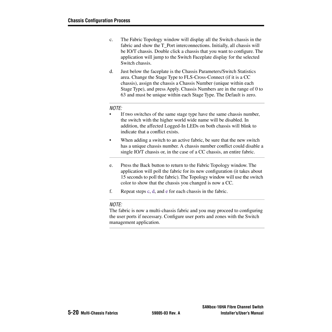 Q-Logic 16HA user manual 20Multi-Chassis Fabrics 