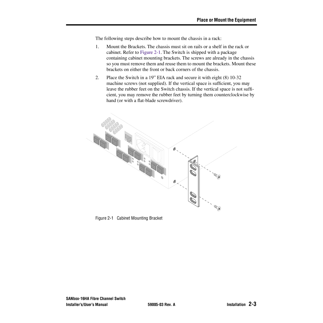 Q-Logic 16HA user manual Cabinet Mounting Bracket 